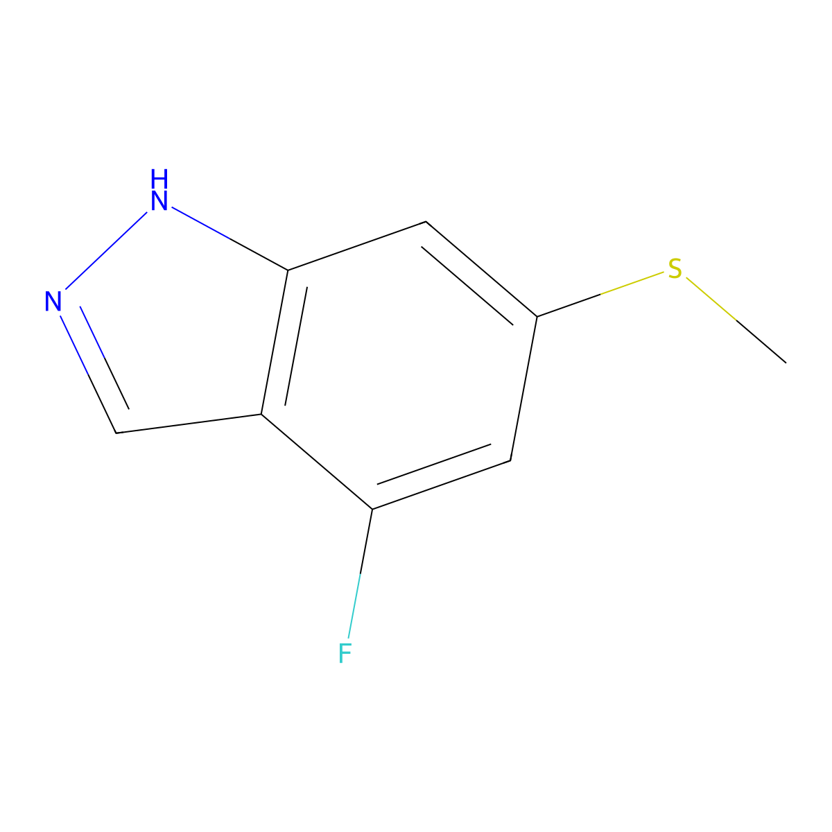 4-Fluoro-6-(methylthio)-1H-indazole molecular structure, CAS 1428234-74-5