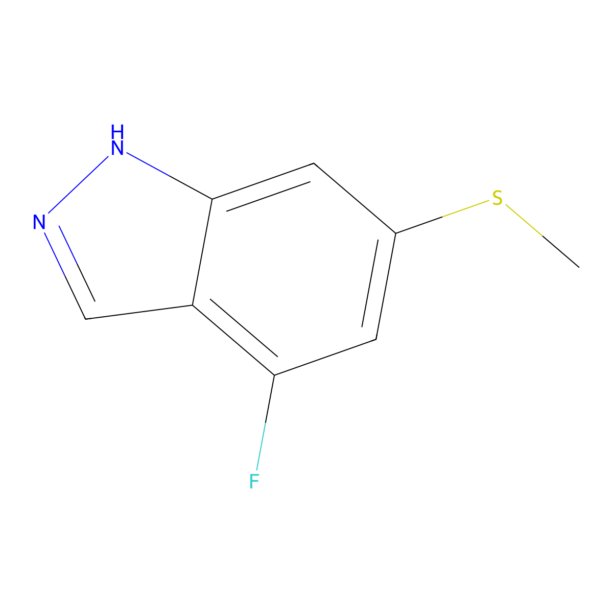 4-Fluoro-6-(methylthio)-1H-indazole molecular structure, CAS 1428234-74-5