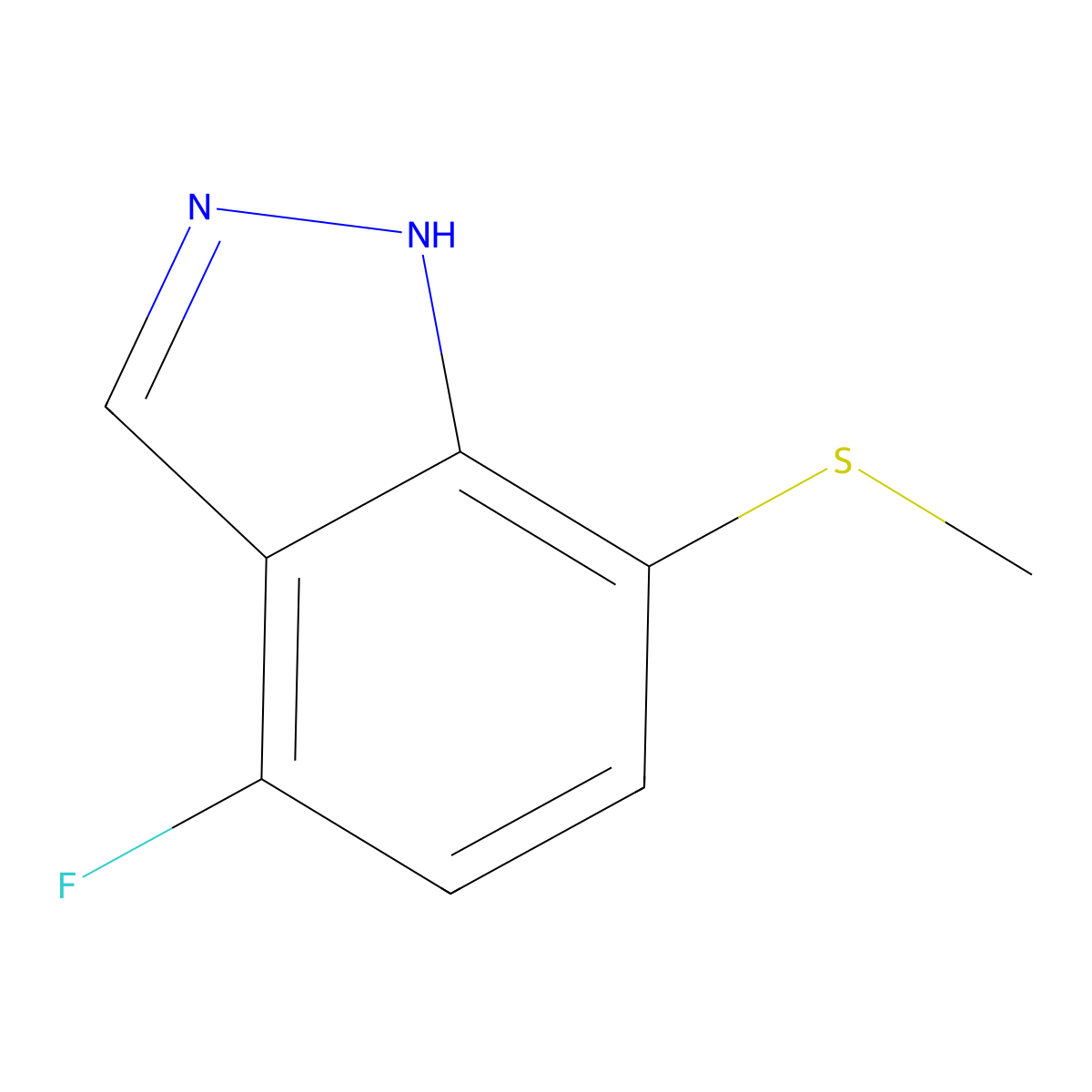 4-Fluoro-7-(methylthio)-1H-indazole molecular structure, CAS 1428234-83-6