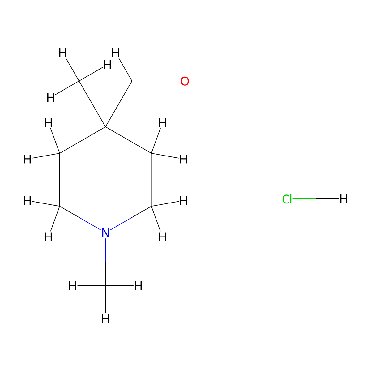 1,4-Dimethyl-4-piperidinecarbaldehyde hydrochloride molecular structure, CAS 1428235-47-5
