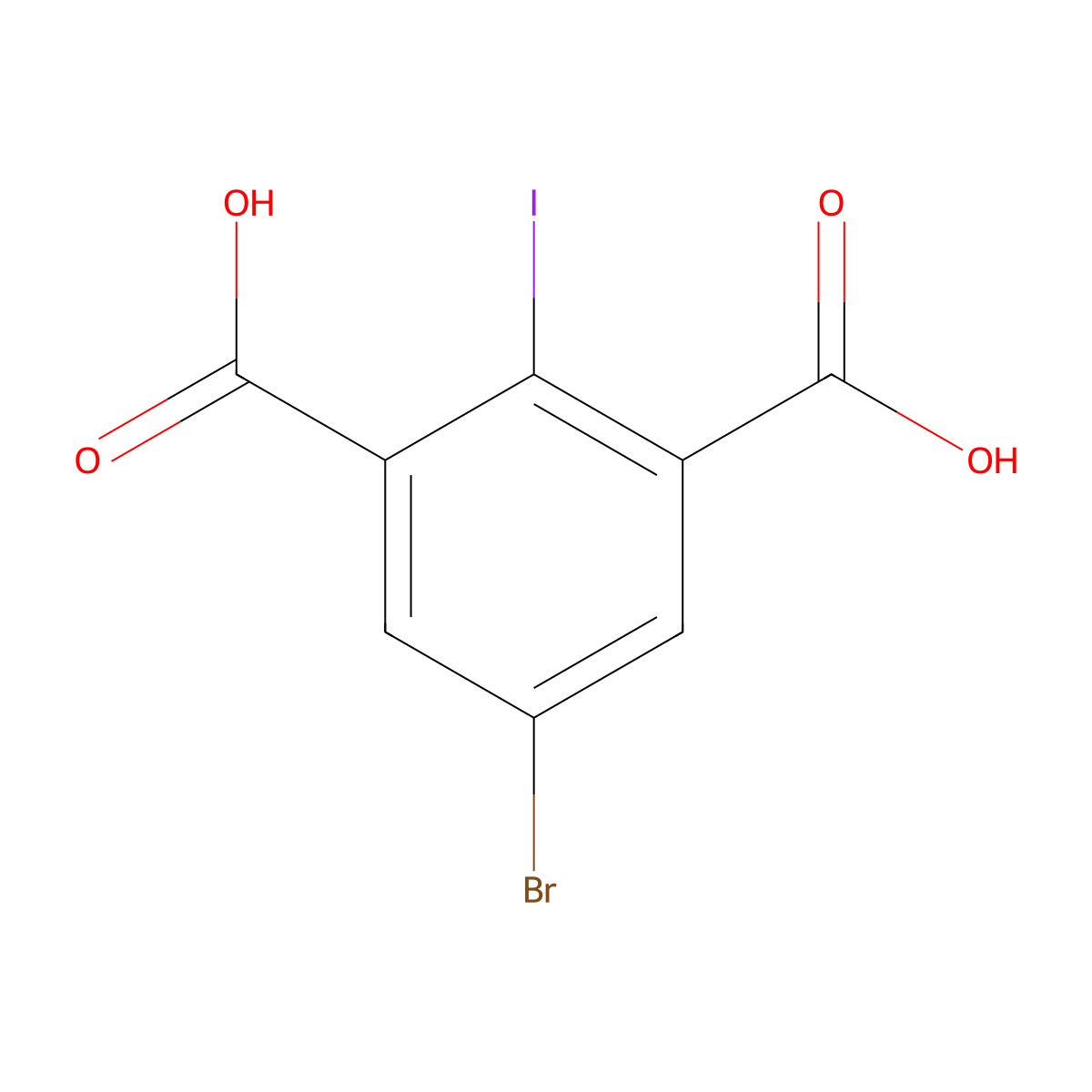 5-Bromo-2-iodo-1,3-benzenedicarboxylic acid molecular structure, CAS 1428236-21-8