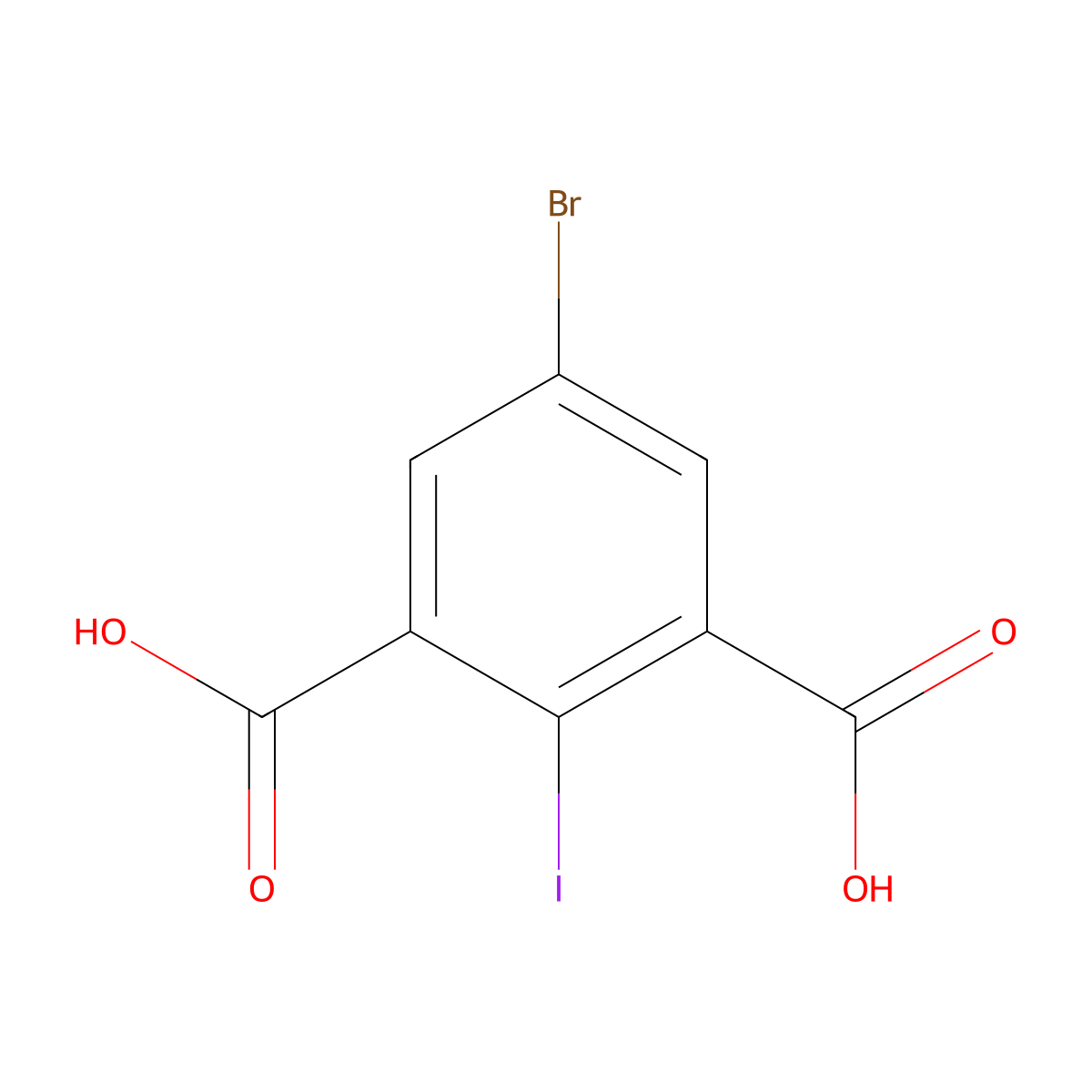 5-Bromo-2-iodo-1,3-benzenedicarboxylic acid molecular structure, CAS 1428236-21-8