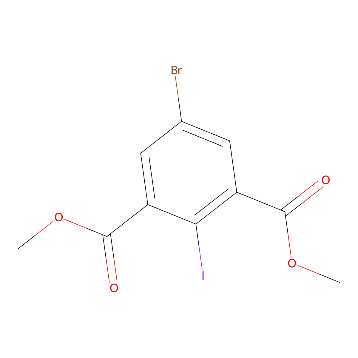 Dimethyl 5-bromo-2-iodoisophthalate molecular structure, CAS 1428236-23-0