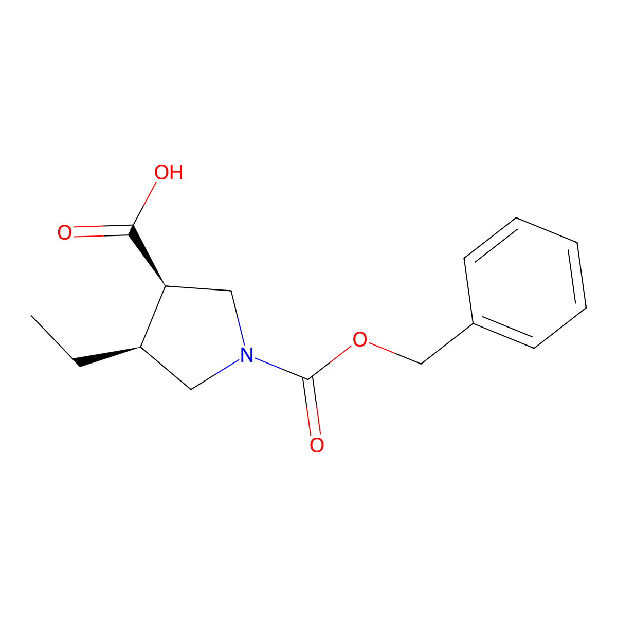 1,3-Pyrrolidinedicarboxylic acid, 4-ethyl-, 1-(phenylmethyl) ester, (3R,4S)- molecular structure, CAS 1428243-24-6