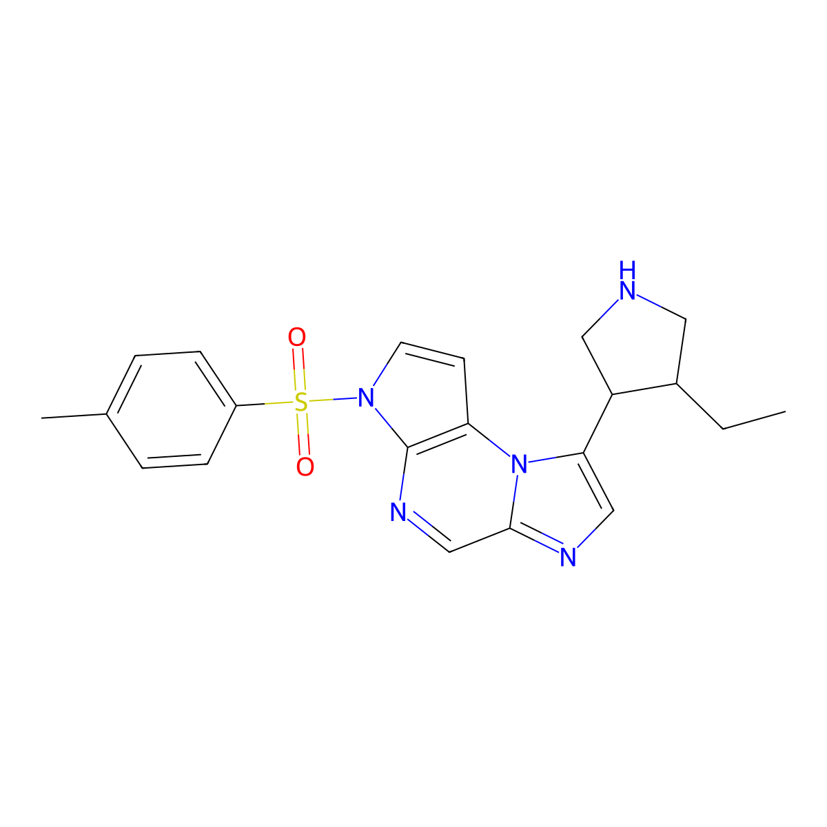 8-((3R,4S)-4-Ethylpyrrolidin-3-yl)-3-tosyl-3H-imidazo(1,2-a)pyrrolo(2,3-e)pyrazine molecular structure, CAS 1428243-28-0