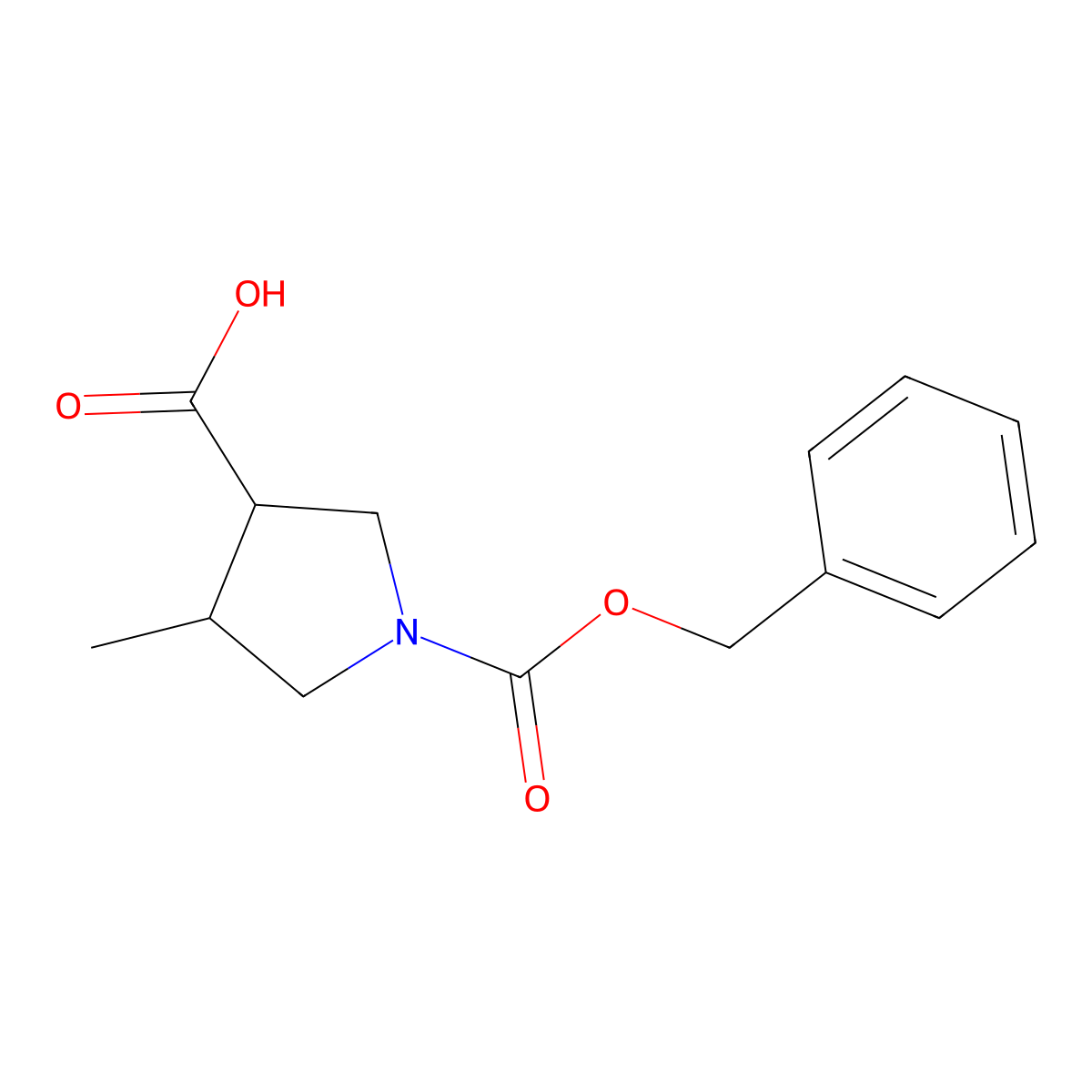 (3S,4R)-1-(Benzyloxycarbonyl)-4-methylpyrrolidine-3-carboxylic acid molecular structure, CAS 1428243-71-3