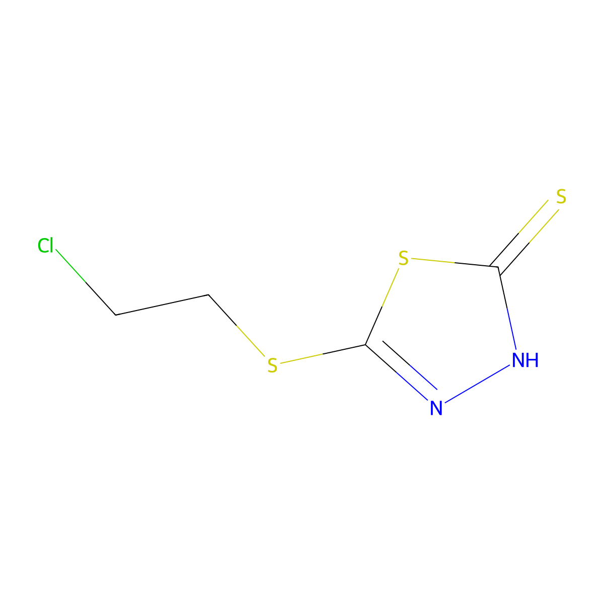 5-[(2-Chloroethyl)thio]-1,3,4-thiadiazole-2-thiol molecular structure, CAS 142826-71-9