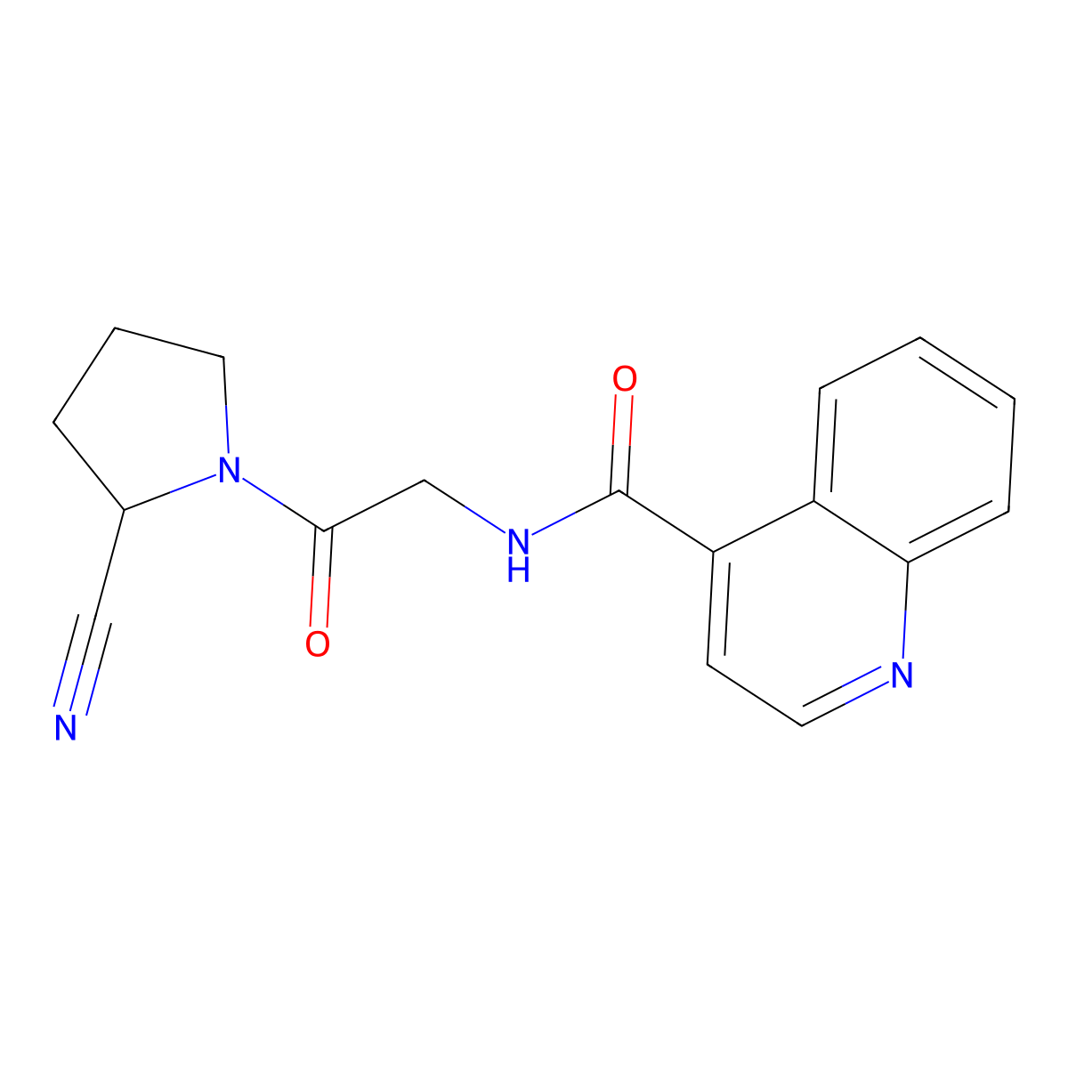 (S)-N-(2-(2-Cyanopyrrolidin-1-yl)-2-oxoethyl)quinoline-4-carboxamide molecular structure, CAS 1428264-45-2