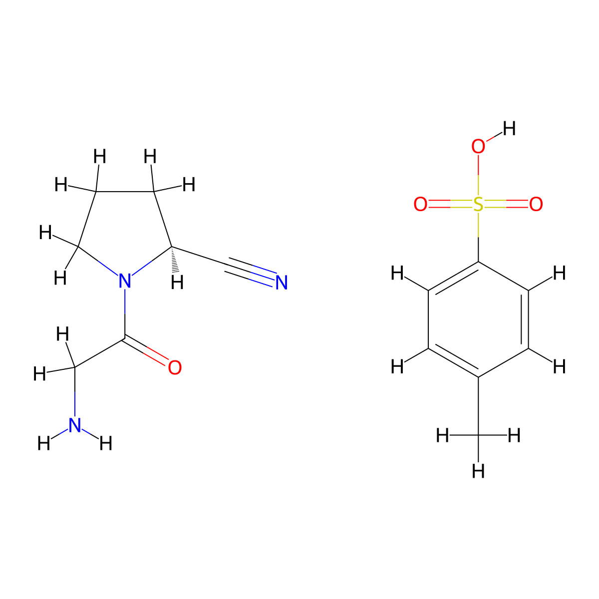 (S)-1-(2-aminoacetyl)pyrrolidine-2-carbonitrile 4-methylbenzenesulfonate molecular structure, CAS 1428264-81-6
