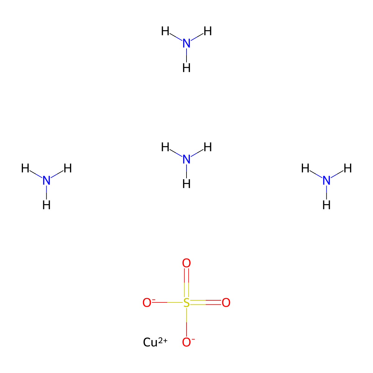Tetraamminecopper sulfate molecular structure, CAS 14283-05-7