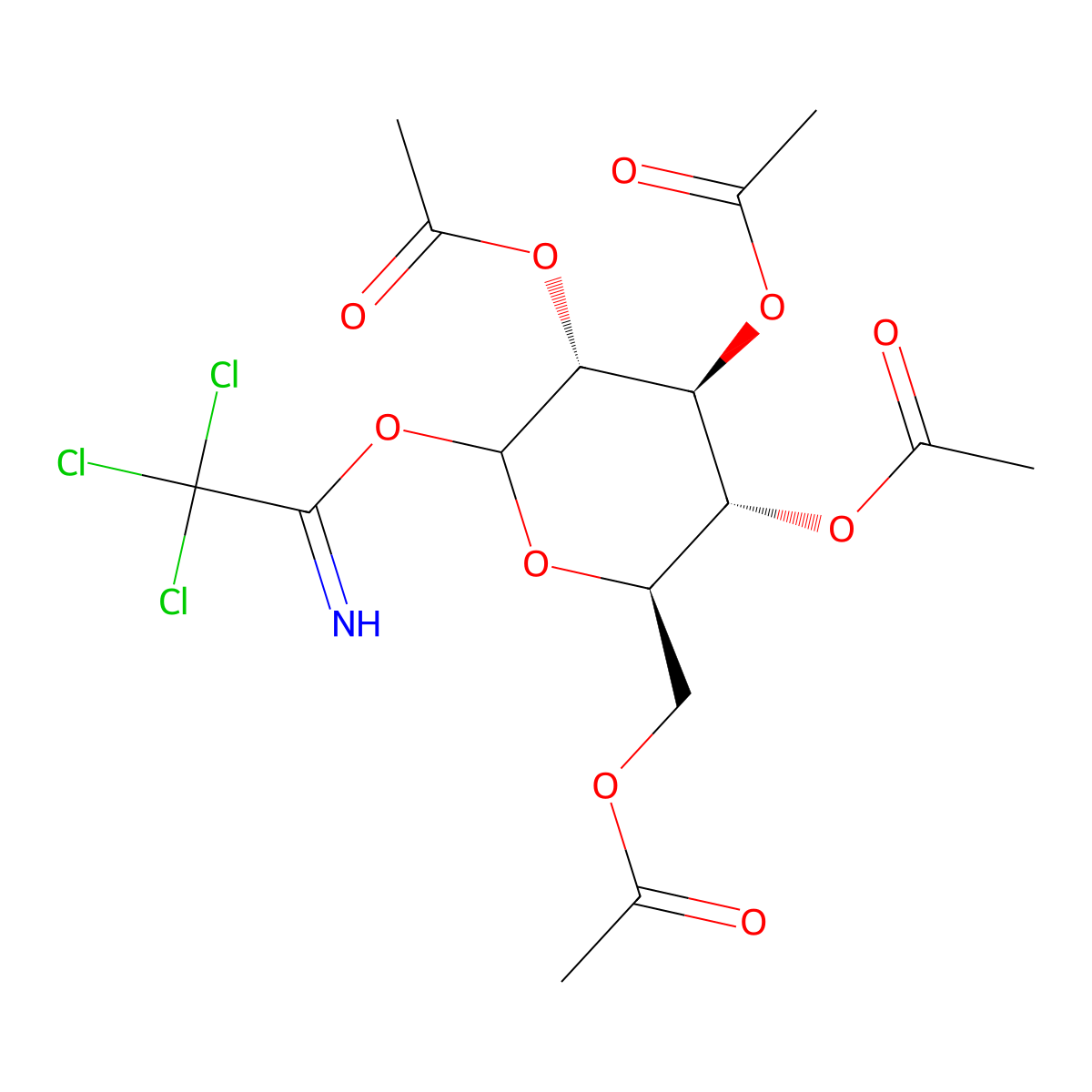 (2R,3R,4S,5R)-2-(acetoxymethyl)-6-(2,2,2-trichloro-1-iminoethoxy)tetrahydro-2H-pyran-3,4,5-triyl triacetate molecular structure, CAS 142831-80-9