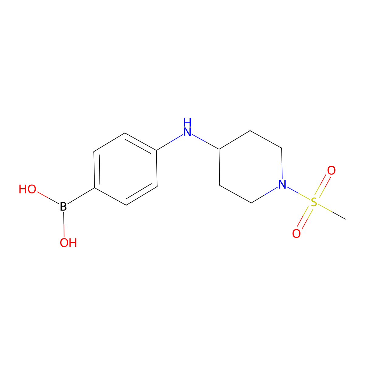 B-[4-[[1-(methylsulfonyl)-4-piperidinyl]amino]phenyl]boronic acid molecular structure, CAS 1428326-46-8