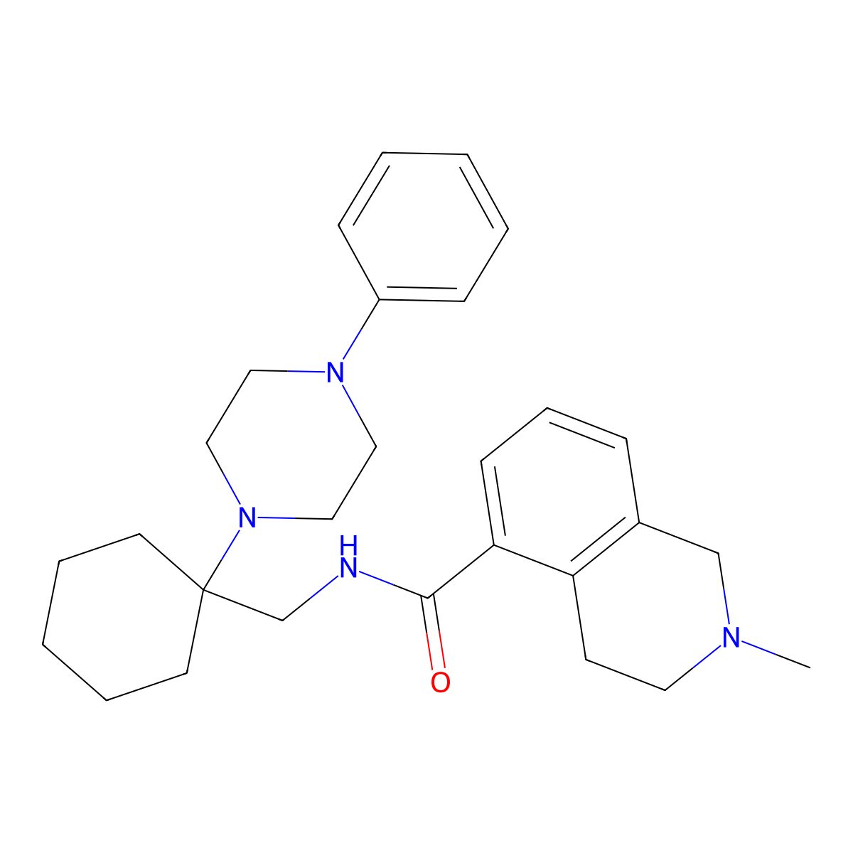 2-methyl-N-((1-(4-phenylpiperazin-1-yl)cyclohexyl)methyl)-1,2,3,4-tetrahydroisoquinoline-5-carboxamide molecular structure, CAS 1428327-35-8