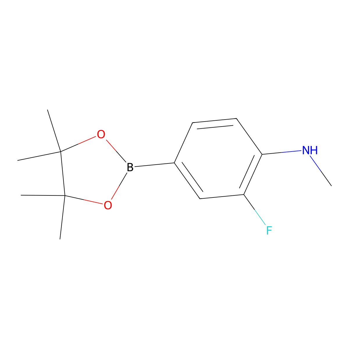 2-Fluoro-N-methyl-4-(4,4,5,5-tetramethyl-1,3,2-dioxaborolan-2-yl)aniline molecular structure, CAS 1428329-75-2