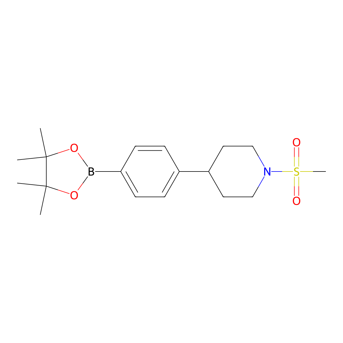 1-(Methylsulfonyl)-4-(4-(4,4,5,5-tetramethyl-1,3,2-dioxaborolan-2-yl)phenyl)piperidine molecular structure, CAS 1428329-80-9