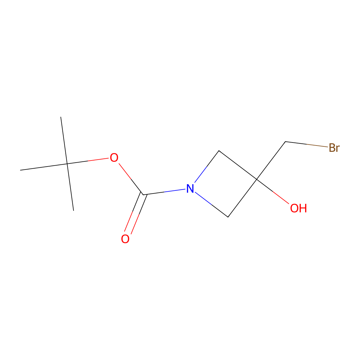 Tert-butyl 3-(bromomethyl)-3-hydroxyazetidine-1-carboxylate molecular structure, CAS 1428330-69-1