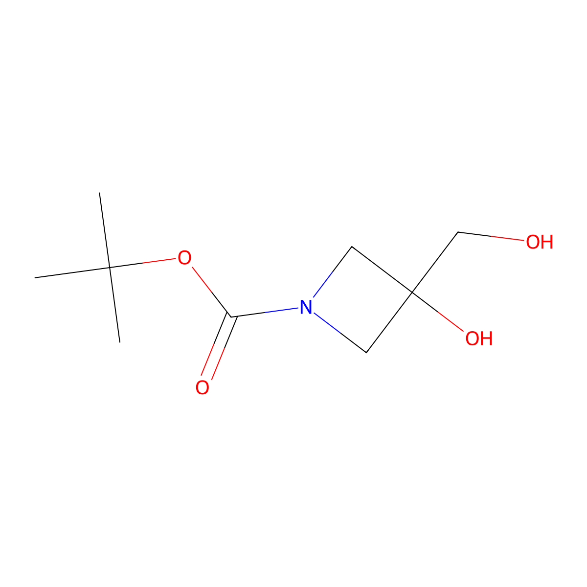 Tert-butyl 3-hydroxy-3-(hydroxymethyl)azetidine-1-carboxylate molecular structure, CAS 1428330-70-4