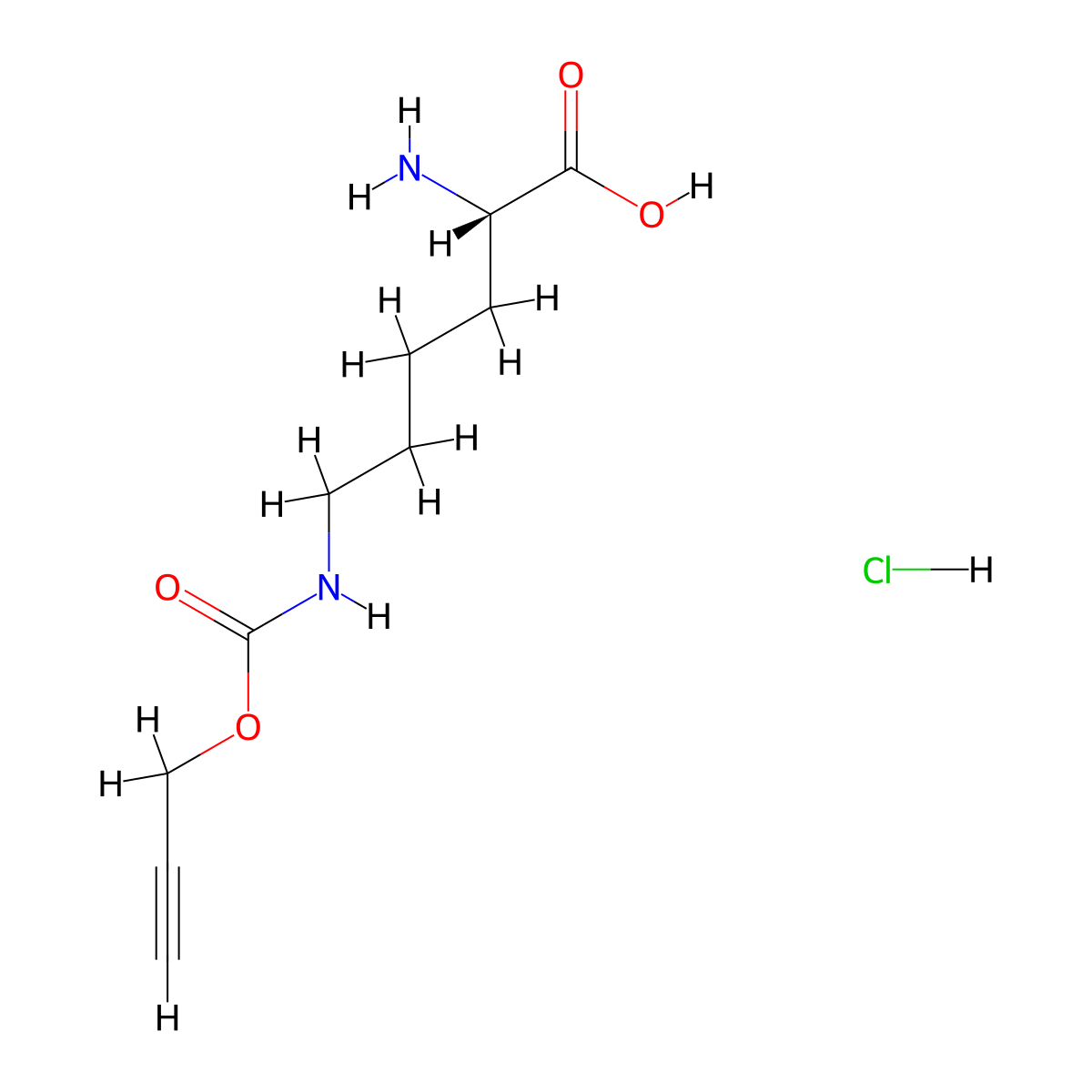 N-epsilon-propargyloxycarbonyl-L-lysine hydrochloride molecular structure, CAS 1428330-91-9