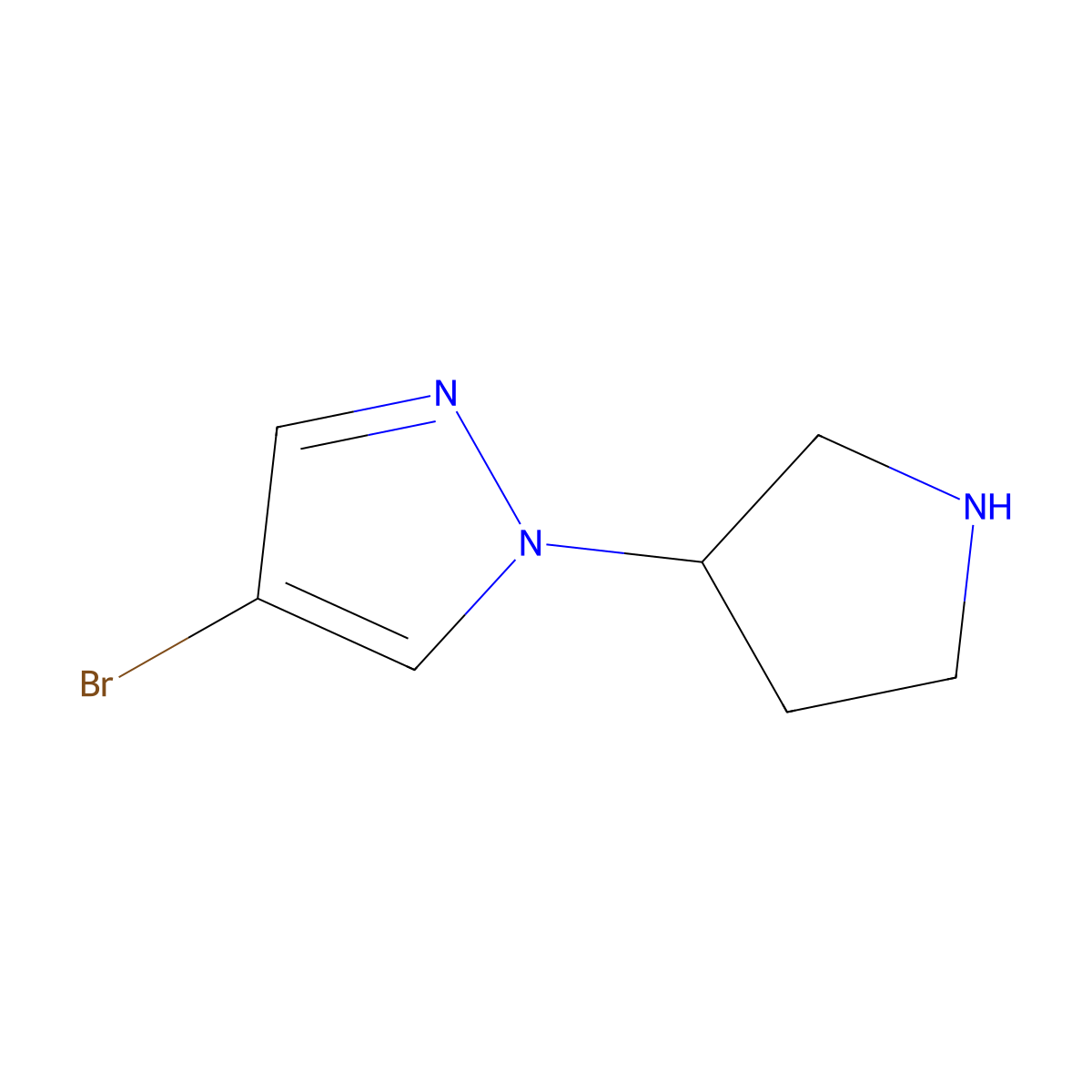(R)-4-Bromo-1-pyrrolidin-3-yl-1H-pyrazole molecular structure, CAS 1428331-33-2