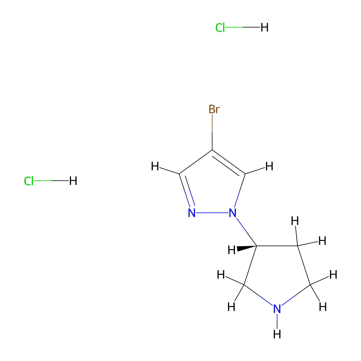 (R)-4-Bromo-1-pyrrolidin-3-yl-1H-pyrazole dihydrochloride molecular structure, CAS 1428331-36-5