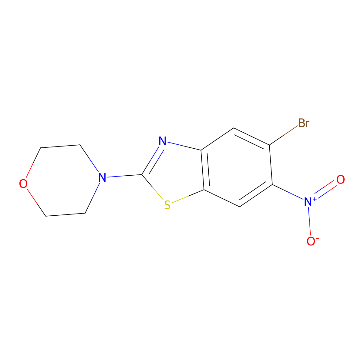 5-Bromo-2-(morpholin-4-yl)-6-nitro-1,3-benzothiazole molecular structure, CAS 1428335-90-3