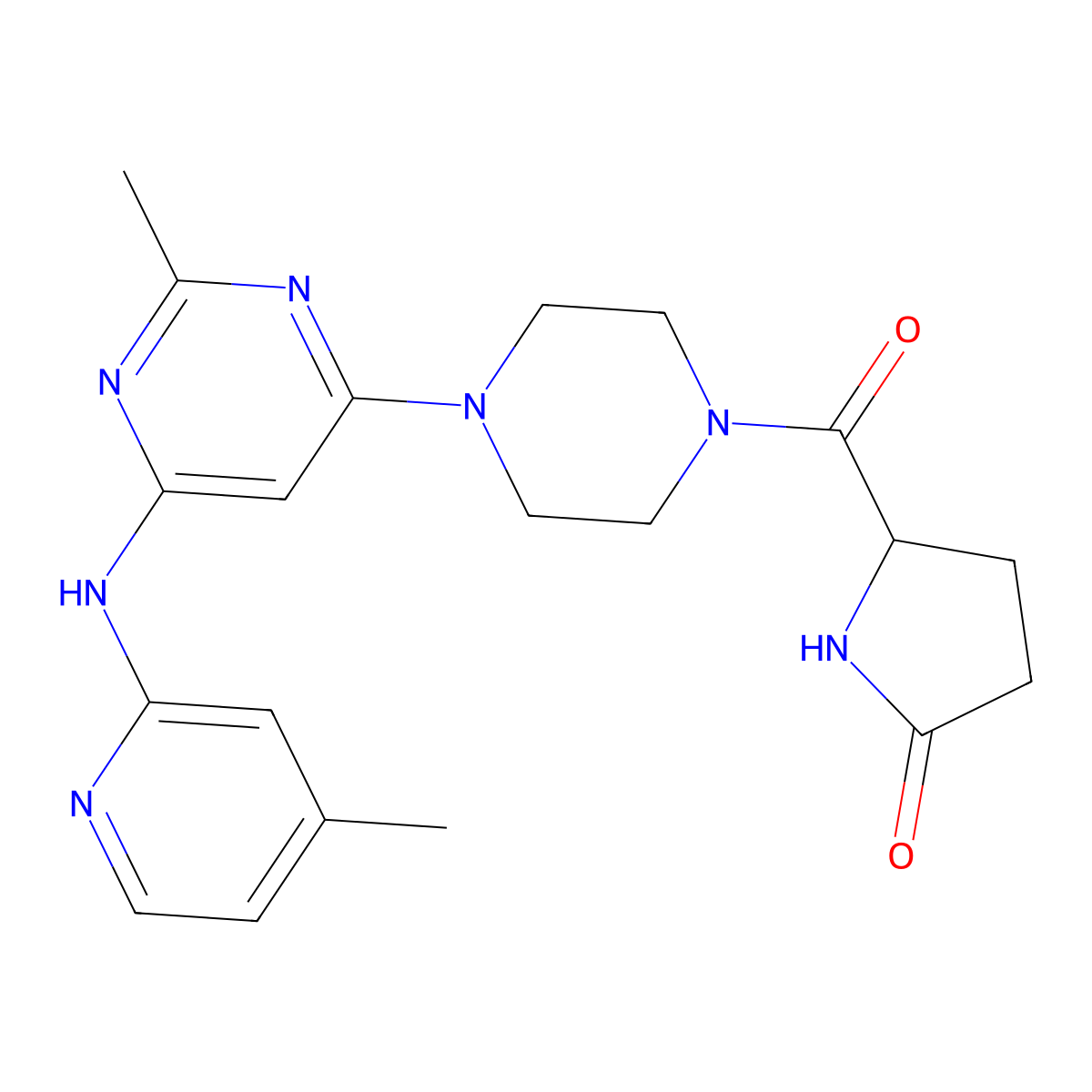 5-(4-{2-Methyl-6-[(4-methylpyridin-2-YL)amino]pyrimidin-4-YL}piperazine-1-carbonyl)pyrrolidin-2-one molecular structure, CAS 1428347-33-4