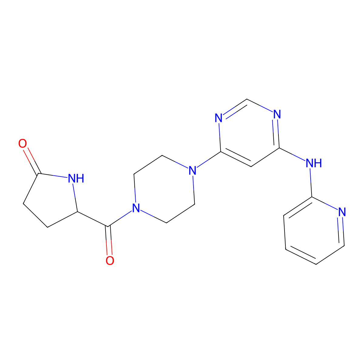 5-(4-(6-(Pyridin-2-ylamino)pyrimidin-4-yl)piperazine-1-carbonyl)pyrrolidin-2-one molecular structure, CAS 1428347-34-5