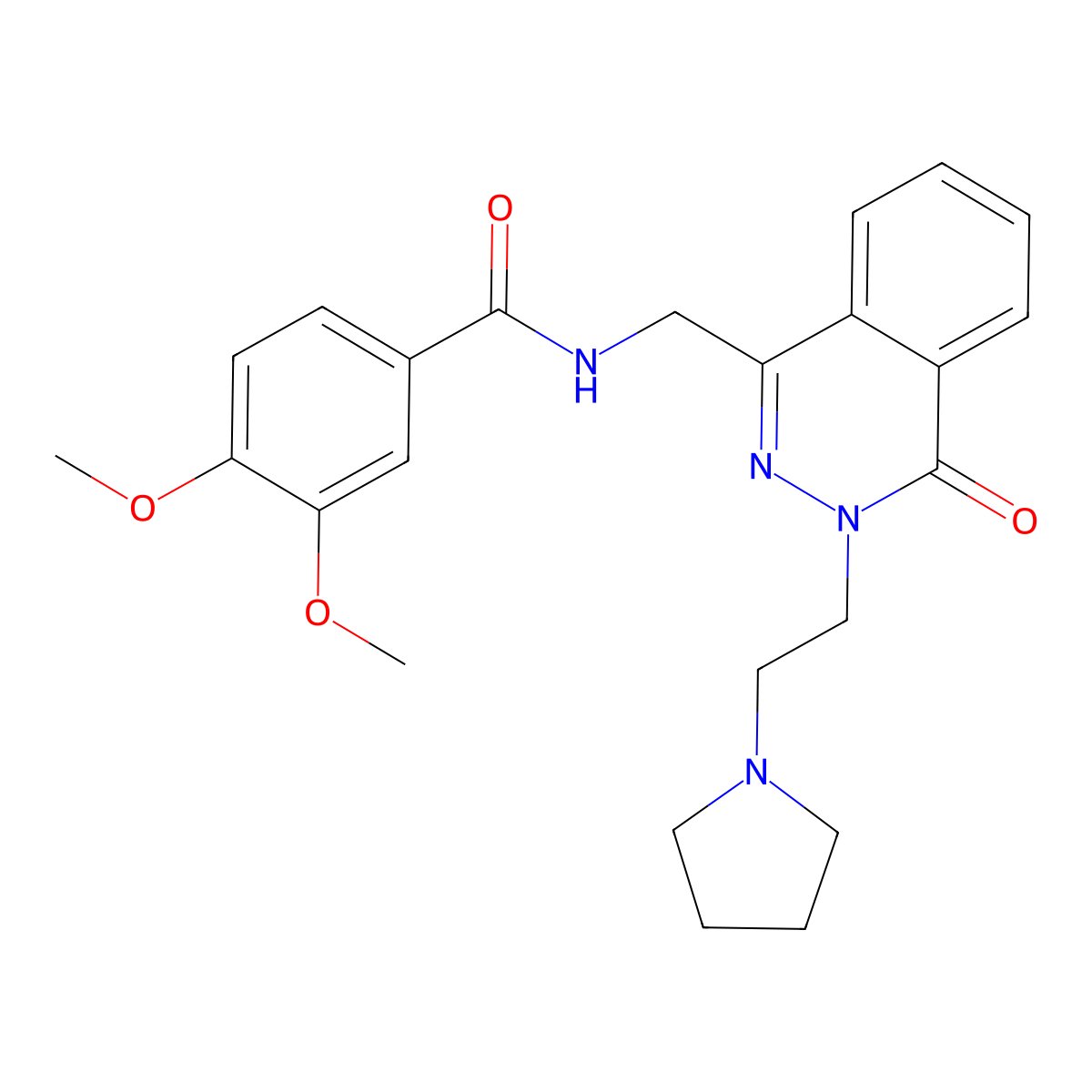 3,4-dimethoxy-N-((4-oxo-3-(2-(pyrrolidin-1-yl)ethyl)-3,4-dihydrophthalazin-1-yl)methyl)benzamide molecular structure, CAS 1428347-37-8