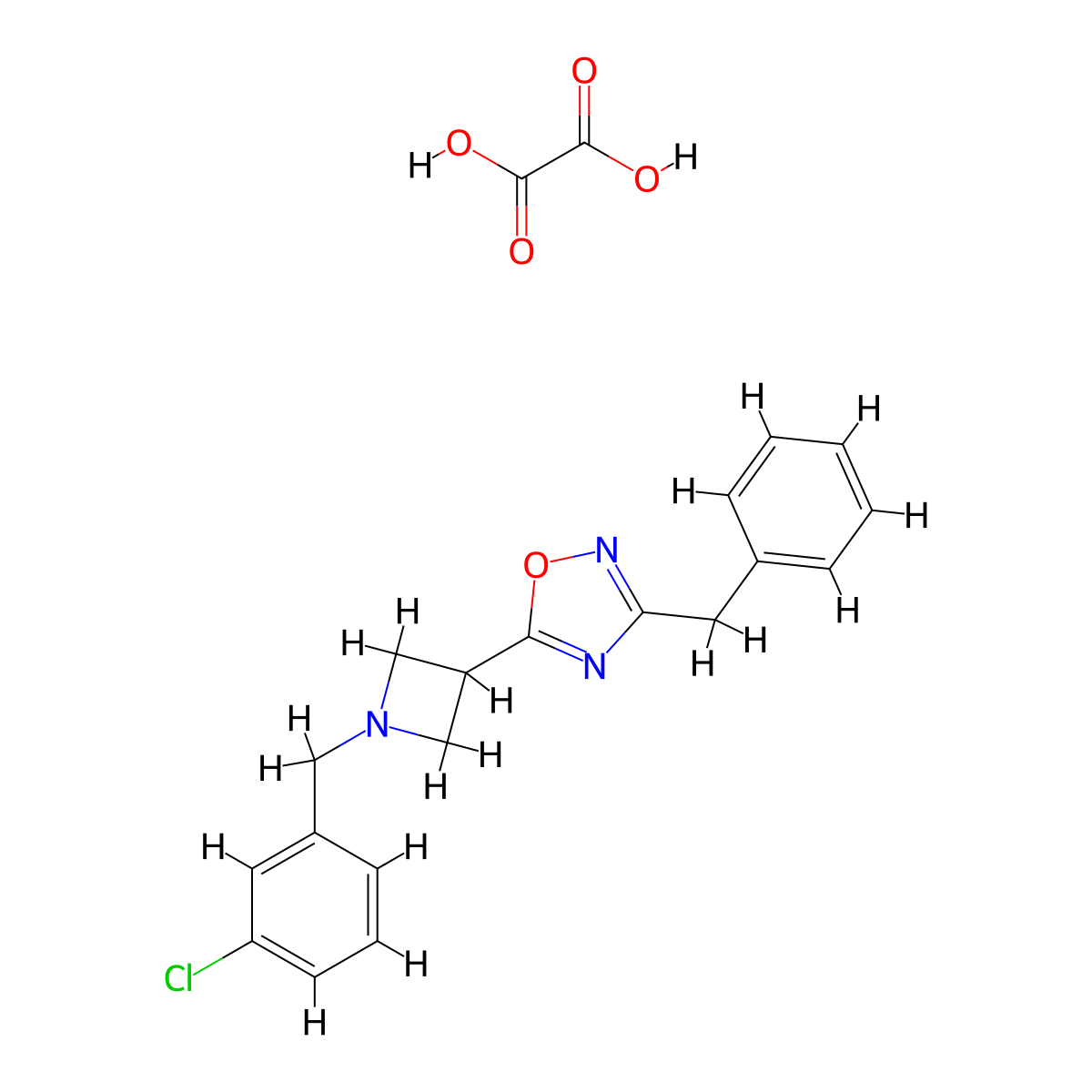 3-Benzyl-5-(1-(3-chlorobenzyl)azetidin-3-yl)-1,2,4-oxadiazole oxalate molecular structure, CAS 1428347-43-6