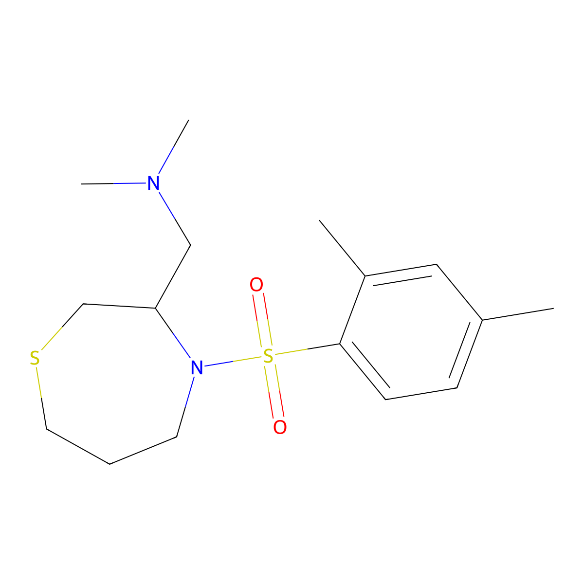 1-(4-((2,4-dimethylphenyl)sulfonyl)-1,4-thiazepan-3-yl)-N,N-dimethylmethanamine molecular structure, CAS 1428347-46-9