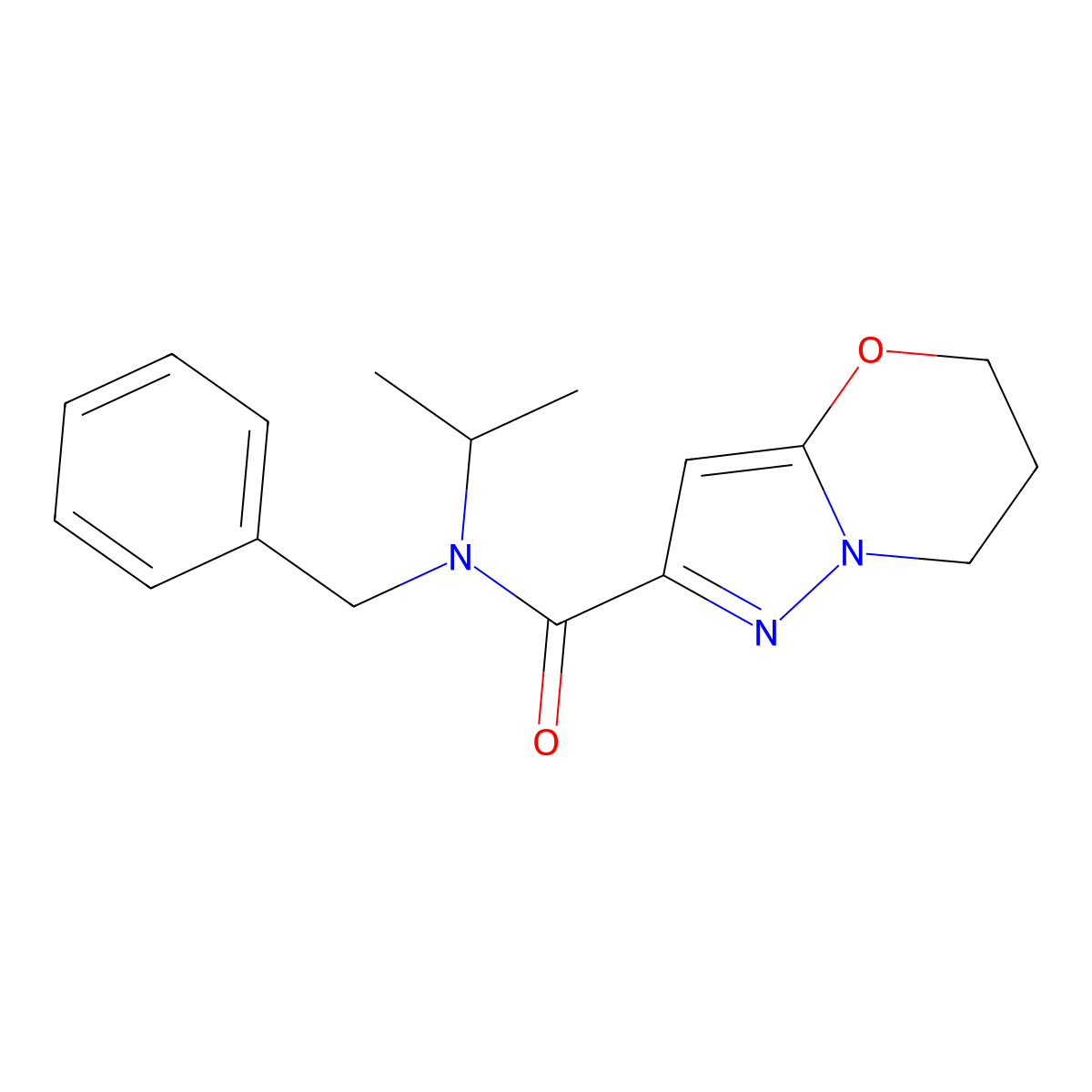 N-benzyl-N-(propan-2-yl)-5H,6H,7H-pyrazolo[3,2-b][1,3]oxazine-2-carboxamide molecular structure, CAS 1428347-50-5