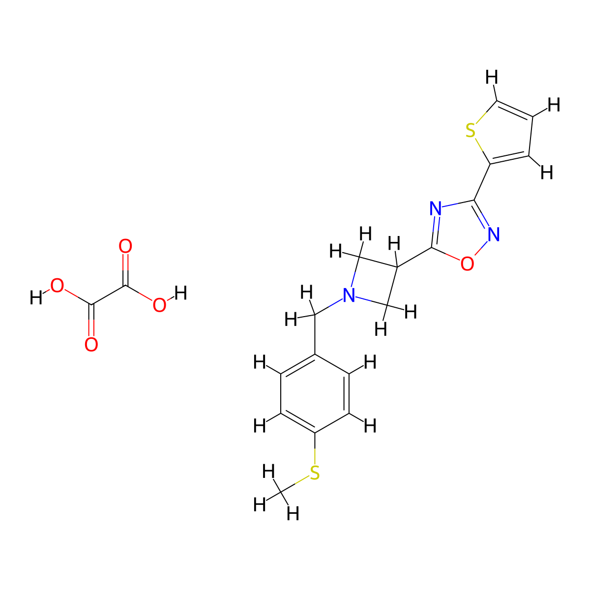 5-(1-(4-(Methylthio)benzyl)azetidin-3-yl)-3-(thiophen-2-yl)-1,2,4-oxadiazole oxalate molecular structure, CAS 1428347-51-6