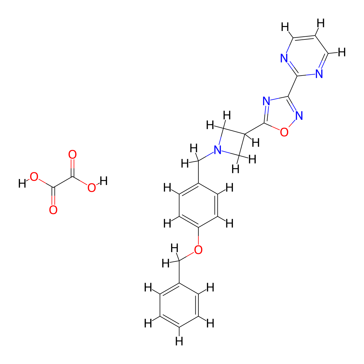 5-(1-(4-(Benzyloxy)benzyl)azetidin-3-yl)-3-(pyrimidin-2-yl)-1,2,4-oxadiazole oxalate molecular structure, CAS 1428347-56-1