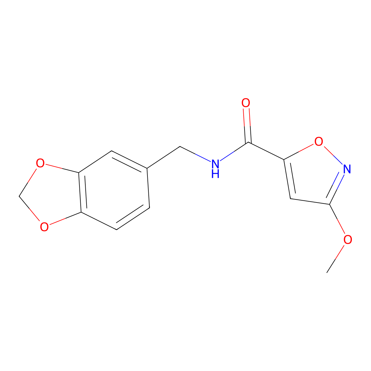 N-[(2H-1,3-benzodioxol-5-yl)methyl]-3-methoxy-1,2-oxazole-5-carboxamide molecular structure, CAS 1428347-70-9