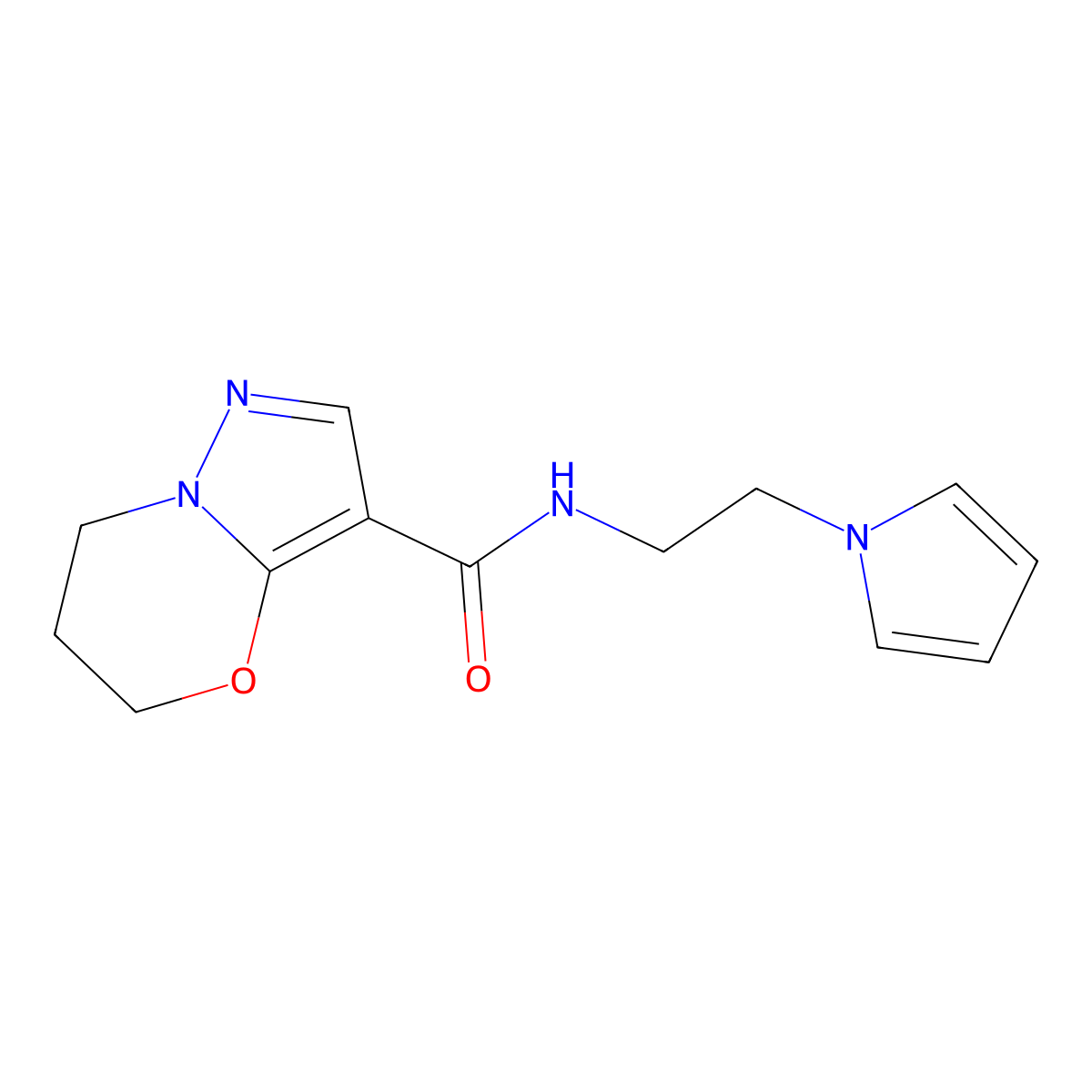 N-(2-(1H-pyrrol-1-yl)ethyl)-6,7-dihydro-5H-pyrazolo[5,1-b][1,3]oxazine-3-carboxamide molecular structure, CAS 1428347-76-5