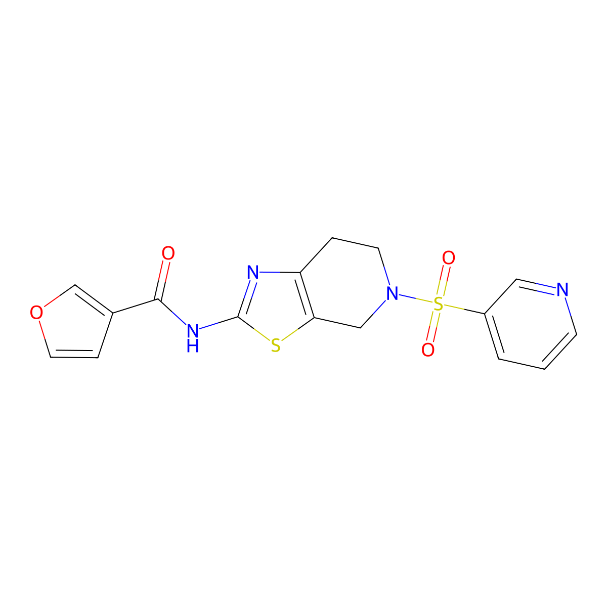 N-(5-(pyridin-3-ylsulfonyl)-4,5,6,7-tetrahydrothiazolo[5,4-c]pyridin-2-yl)furan-3-carboxamide molecular structure, CAS 1428347-80-1