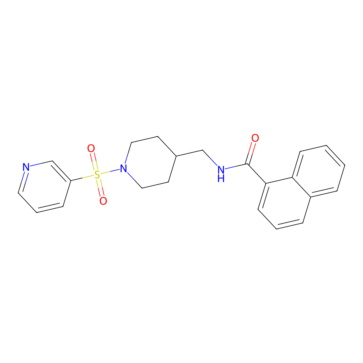 N-((1-(pyridin-3-ylsulfonyl)piperidin-4-yl)methyl)-1-naphthamide molecular structure, CAS 1428347-83-4