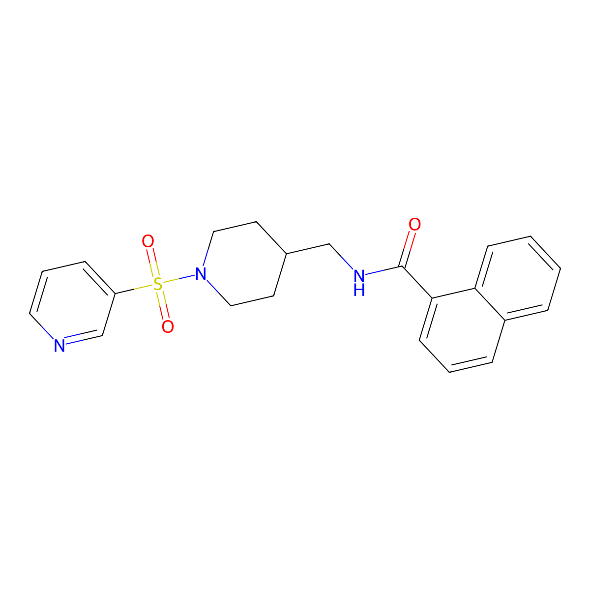 N-((1-(pyridin-3-ylsulfonyl)piperidin-4-yl)methyl)-1-naphthamide molecular structure, CAS 1428347-83-4