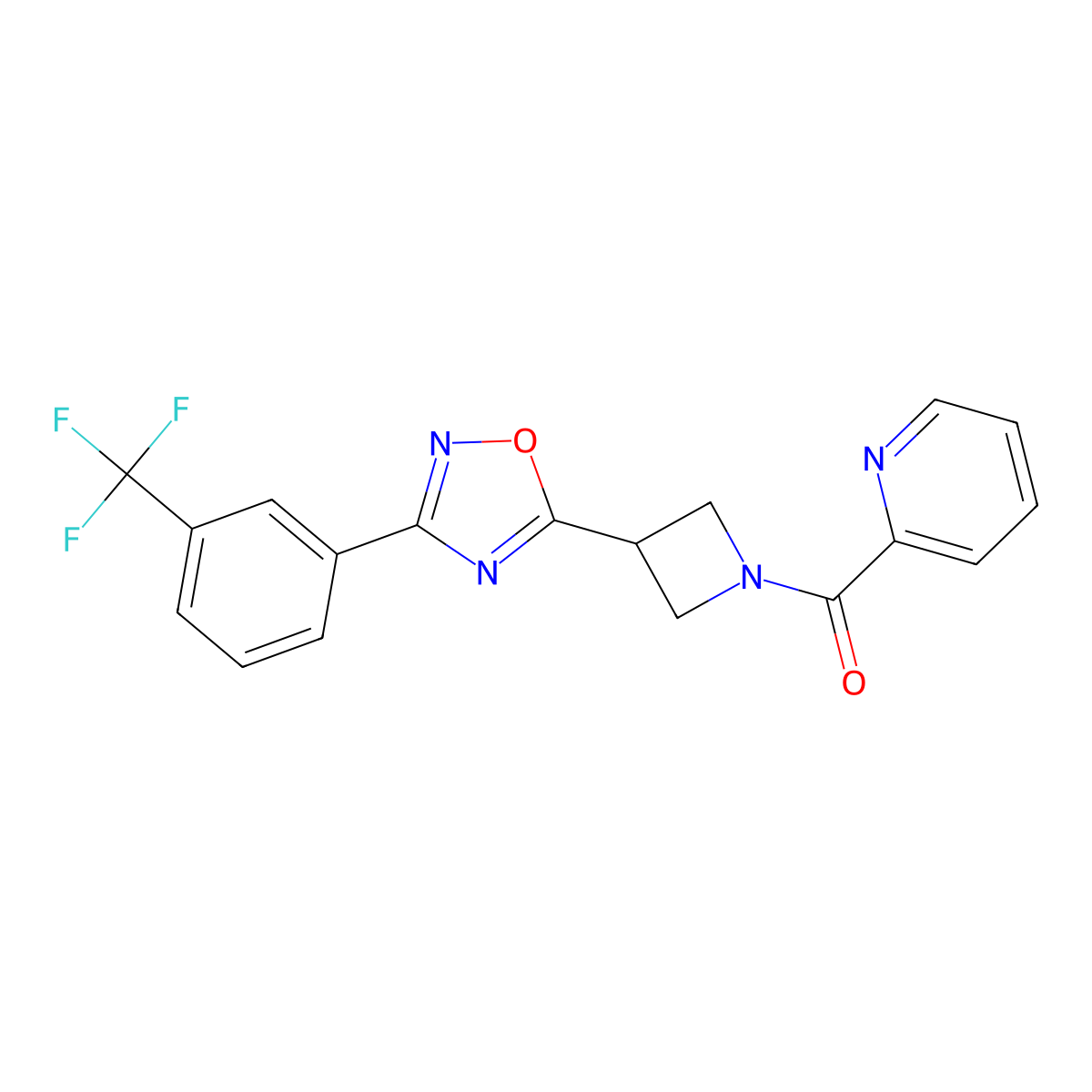 Pyridin-2-yl(3-(3-(3-(trifluoromethyl)phenyl)-1,2,4-oxadiazol-5-yl)azetidin-1-yl)methanone molecular structure, CAS 1428347-91-4