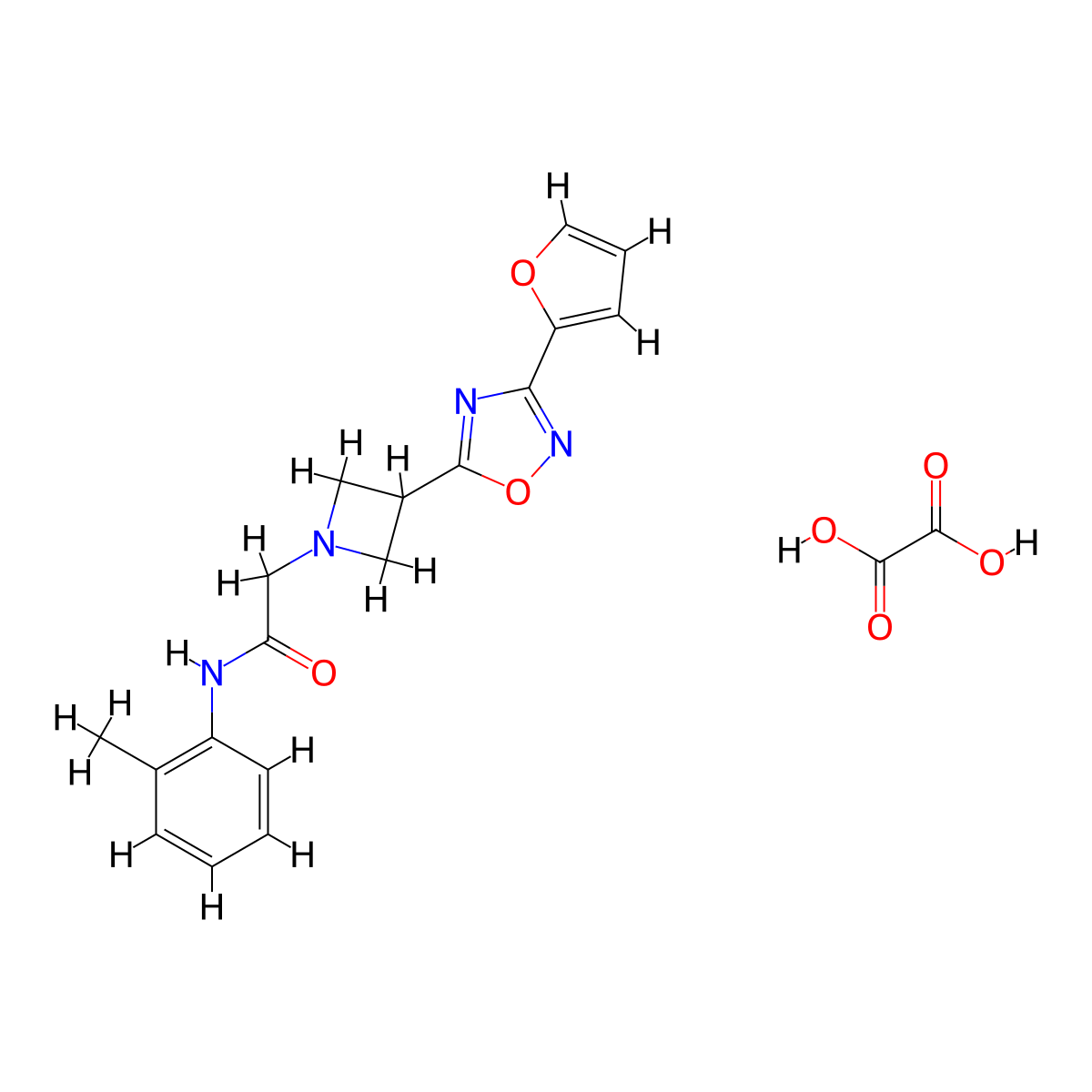 2-(3-(3-(furan-2-yl)-1,2,4-oxadiazol-5-yl)azetidin-1-yl)-N-(o-tolyl)acetamide oxalate molecular structure, CAS 1428347-93-6