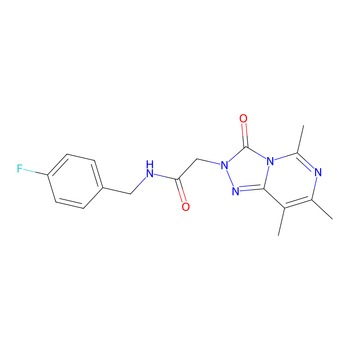 N-[(4-fluorophenyl)methyl]-2-{5,7,8-trimethyl-3-oxo-2H,3H-[1,2,4]triazolo[4,3-c]pyrimidin-2-yl}acetamide molecular structure, CAS 1428347-95-8