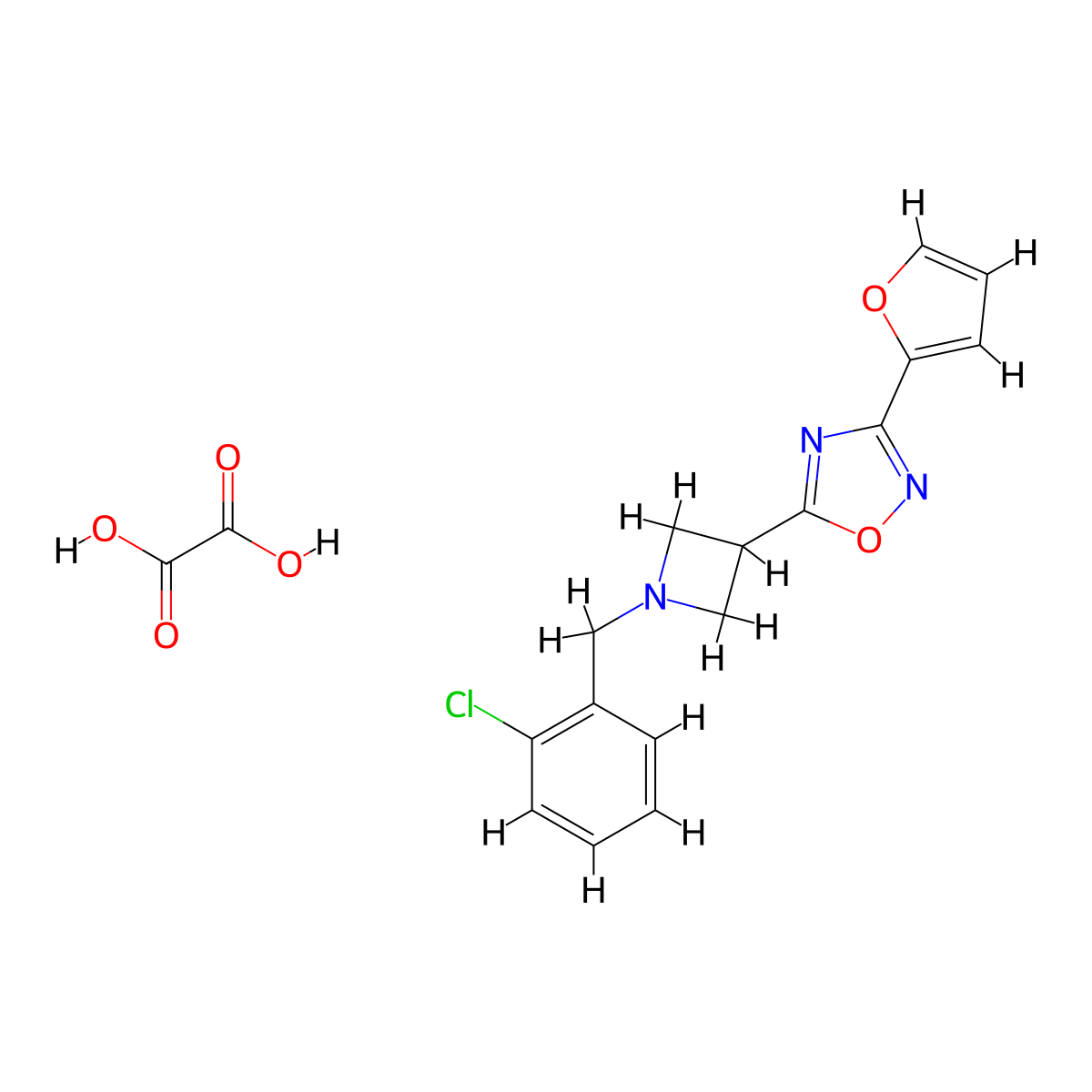 5-(1-(2-Chlorobenzyl)azetidin-3-yl)-3-(furan-2-yl)-1,2,4-oxadiazole oxalate molecular structure, CAS 1428347-99-2