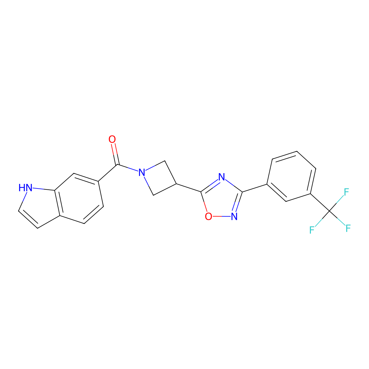 (1H-indol-6-yl)(3-(3-(3-(trifluoromethyl)phenyl)-1,2,4-oxadiazol-5-yl)azetidin-1-yl)methanone molecular structure, CAS 1428348-02-0