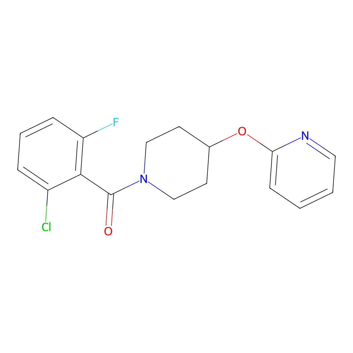 (2-Chloro-6-fluorophenyl)(4-(pyridin-2-yloxy)piperidin-1-yl)methanone molecular structure, CAS 1428348-03-1