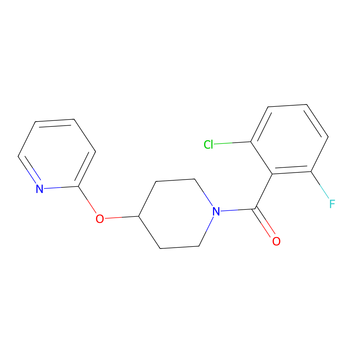 (2-Chloro-6-fluorophenyl)(4-(pyridin-2-yloxy)piperidin-1-yl)methanone molecular structure, CAS 1428348-03-1