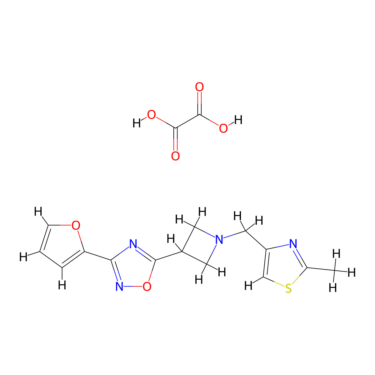 3-(Furan-2-yl)-5-(1-((2-methylthiazol-4-yl)methyl)azetidin-3-yl)-1,2,4-oxadiazole oxalate molecular structure, CAS 1428348-07-5