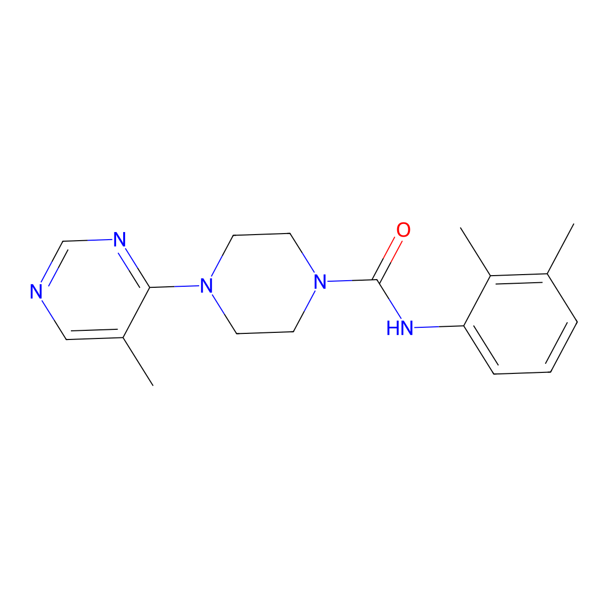 N-(2,3-dimethylphenyl)-4-(5-methylpyrimidin-4-yl)piperazine-1-carboxamide molecular structure, CAS 1428348-18-8