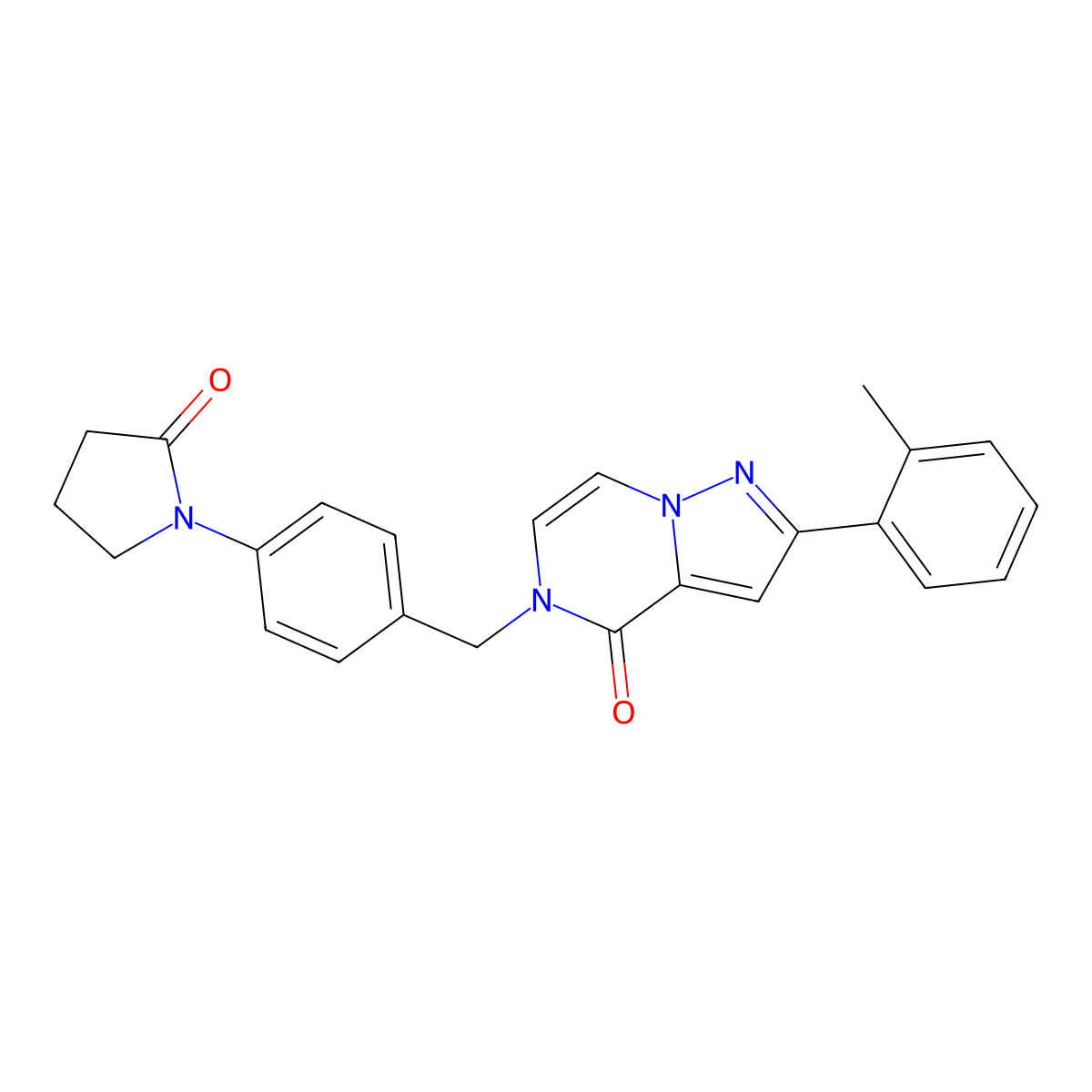 5-(4-(2-oxopyrrolidin-1-yl)benzyl)-2-(o-tolyl)pyrazolo[1,5-a]pyrazin-4(5H)-one molecular structure, CAS 1428348-20-2