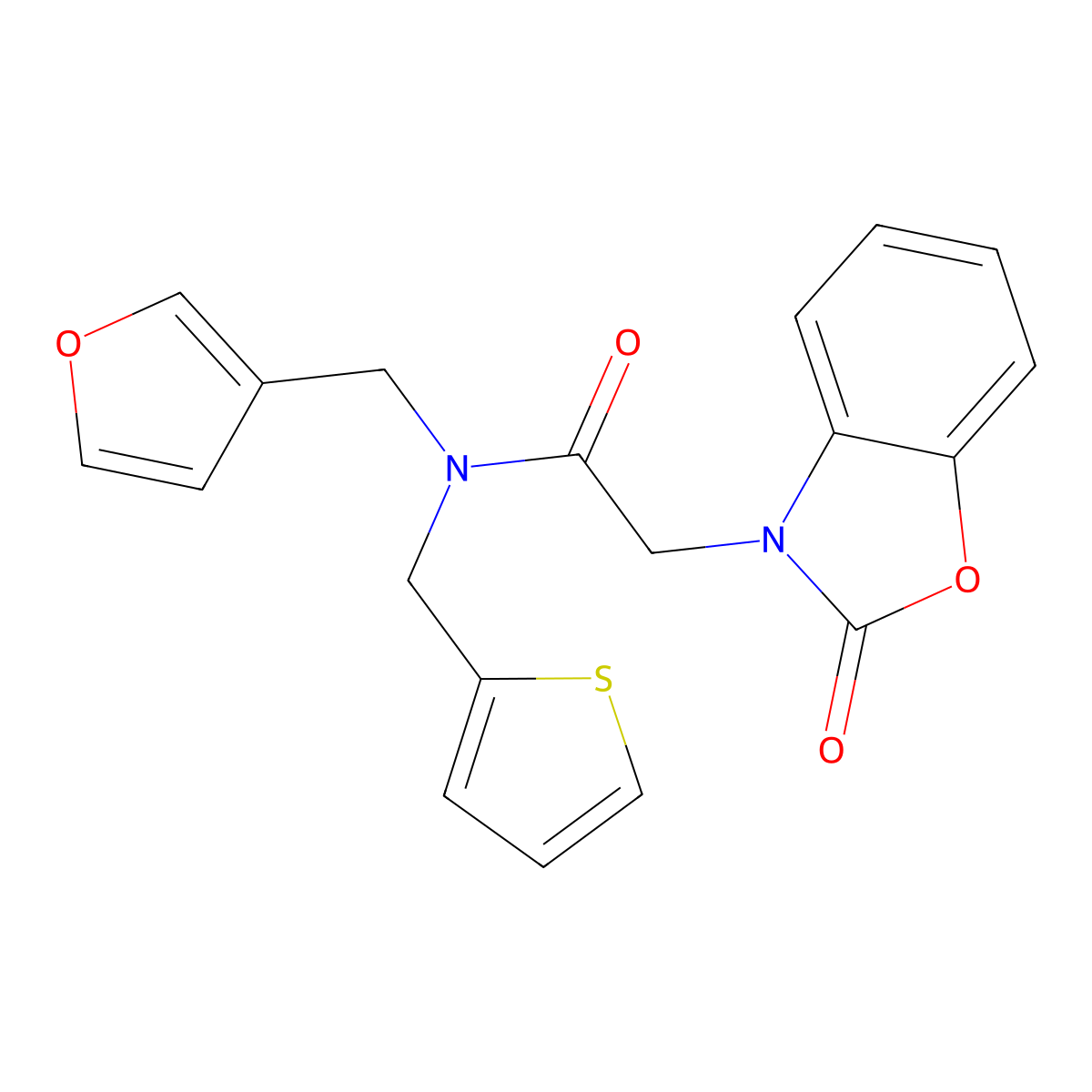 N-(furan-3-ylmethyl)-2-(2-oxobenzo[d]oxazol-3(2H)-yl)-N-(thiophen-2-ylmethyl)acetamide molecular structure, CAS 1428348-21-3