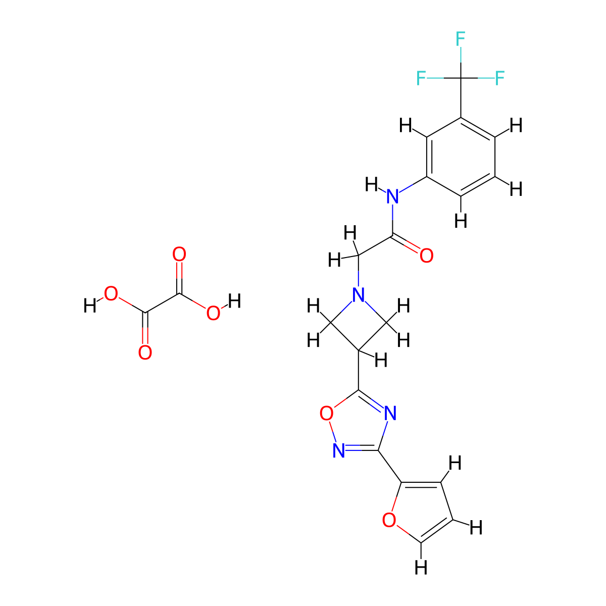 2-(3-(3-(furan-2-yl)-1,2,4-oxadiazol-5-yl)azetidin-1-yl)-N-(3-(trifluoromethyl)phenyl)acetamide oxalate molecular structure, CAS 1428348-24-6